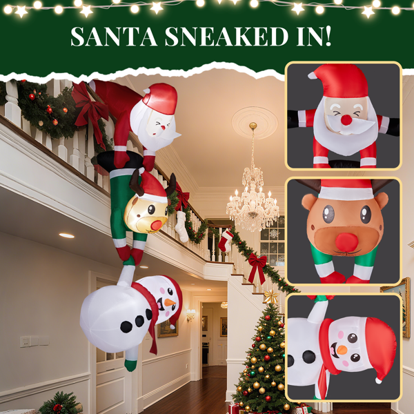 7.5FT 悬挂老人小鹿雪人  3颗白光LED  190D涤纶  圣诞充气装饰 12V 12V,1250mA 美规-6