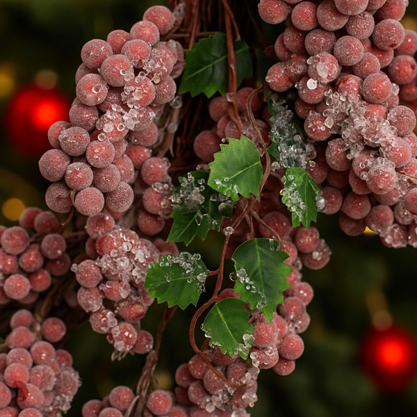 圣诞松果花环18x18x4.5“永恒的红色磨砂墙挂浆果戒指节日门装饰FBA发货-6