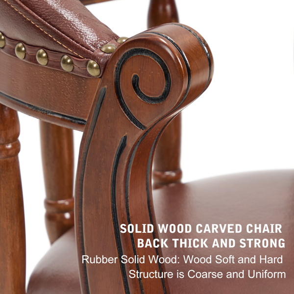 座椅高度 26.5 英吋牛皮木質吧台凳，360 度旋轉吧台高度椅，靠背，適用於家庭廚房檯面（棕色 1 件）-6