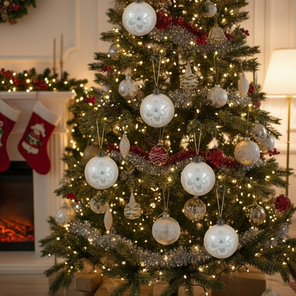 6件套玻璃圣诞球装饰品3.9英寸树挂装饰节日派对套装FBA发货-10