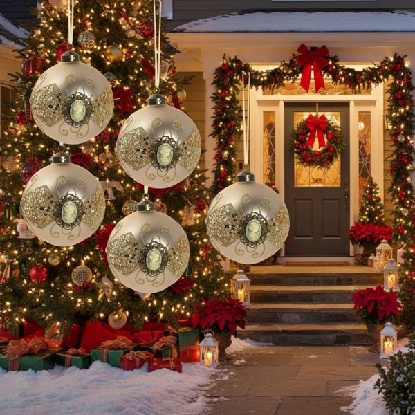 6件套圣诞球装饰品3.9英寸圣诞树装饰玻璃挂球节日派对套装FBA发货-3