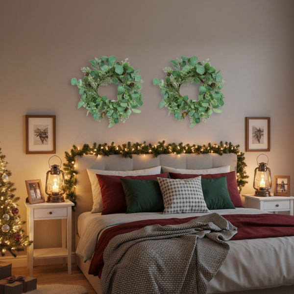 2件套圣诞节花环桉树14.2英寸绿色人造植物家居门饰节日壁挂FBA发货-12