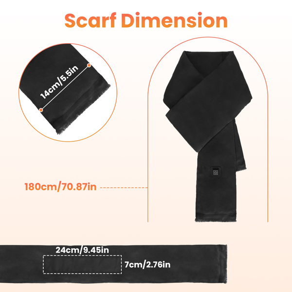 （物流随机发，自提可发加拿大）-加热颈围  暖感加热围巾，USB电源供电，3档温控模式，柔软亲肤可机洗，冬季露营/钓鱼必备-7