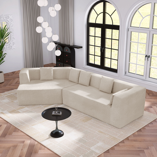 127.5'' Modern Minimalist Sofa With Deep Seat,No Assembly Needed-4