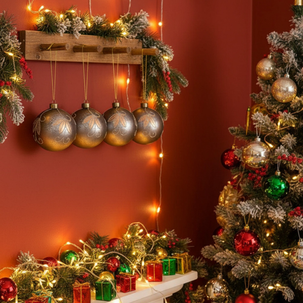 4件套4.7英寸圣诞球装饰品玻璃悬挂装饰品，用于节日树派对装饰用品FBA发货-5