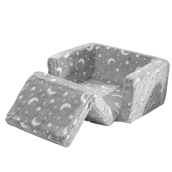 1pcs 全海绵 儿童单人折叠式沙发床 夜光 儿童沙发 浅灰星月 法兰绒 KS-003-5