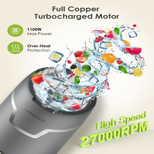 冰沙搅拌机，个人奶昔和冰沙搅拌机，厨房搅拌机和研磨机组合，带外带杯和盖子，适用于蛋白奶昔、婴儿食品和冷冻饮料（亚马逊禁售）-2