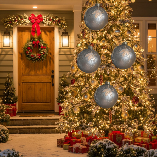 4件套4.7英寸圣诞球装饰品玻璃悬挂装饰品，用于节日树派对装饰用品FBA发货-1