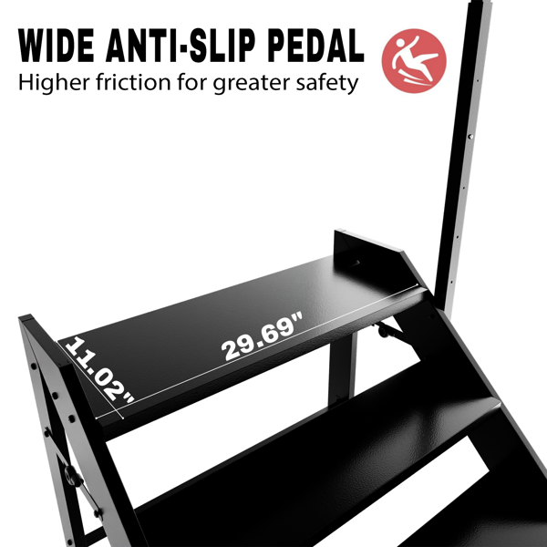 三折梯，折叠式踏脚凳，房车防滑踏板，最大承重660磅（约300公斤），适用于家庭、旅行拖车、露营车、移动房屋、水疗中心及门廊的按摩浴缸踏板。-3