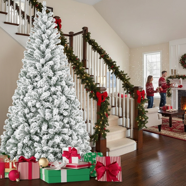 5英尺植绒圣诞树407个尖端全PVC人造植物坚固的金属基座，适合家庭/办公室/公寓派对装饰FBA发货-8