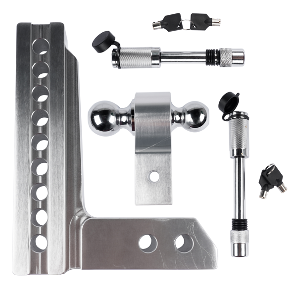 拖车挂接装置 Fits 2" Receiver Trailer Hitch Adjustable 8" Drop/Rise 12500 LBS 2" & 2-5/16" Ball w/Anti-Theft Hitch Pin-12