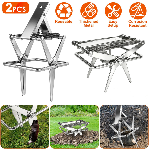 （物流随机发，自提可发加拿大）-强力鼹鼠夹——加厚防水金属材质，轻松踏步式安装，人道即刻致死，草坪与宠物，室内外通用-1