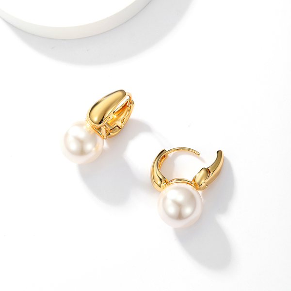 金属玻璃珠铜材质简约珍珠耳环礼品-3