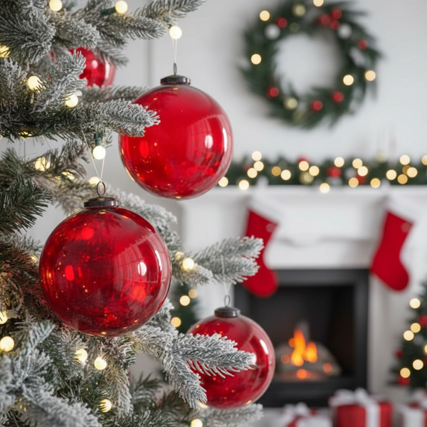 3件套6英寸红色玻璃圣诞装饰球节日树装饰品悬挂球用于派对装饰FBA发货-4