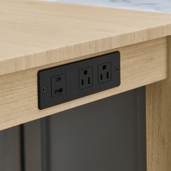 59 英寸吧台桌、餐桌、带电源插座的沙发桌、3 个软垫凳子、4 件套吧台桌椅套装，适用于客厅、餐厅、厨房-7