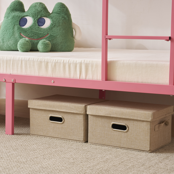 【同款编码：21202464】粉色 Twin 双层圆立柱横管护栏竖直梯 铁床 美国-16