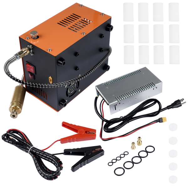 空气压缩机 Orange Air Compressor w/ Converter 4500PSI 30MPA Supports 12V-110V Power Supply-5