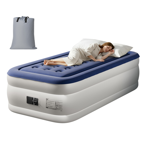 75*39*18in 植绒床面 PVC围带&底部 蓝色+白色 野营床垫 充气 带收纳袋 杯洞 美规插头 100kg-9