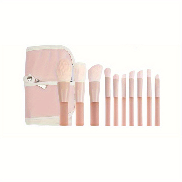 10PC迷你化妆刷套装，配有迷你化妆刷包-桃子半糖化妆刷初学者，包括腮红和粉刷，便携式美容工具，亚马逊物流发货-2