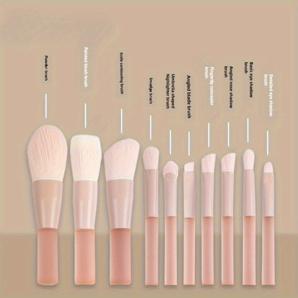 10PC迷你化妆刷套装，配有迷你化妆刷包-桃子半糖化妆刷初学者，包括腮红和粉刷，便携式美容工具，亚马逊物流发货-5