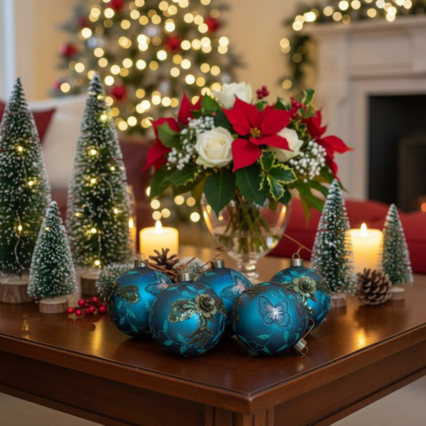 6件套3.9英寸圣诞球装饰品节日树装饰品玻璃吊球彩色装饰派对用品FBA发货-4