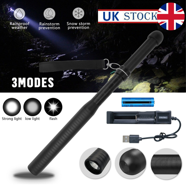 USB可充电LED手电筒3模式户外露营徒步手电筒套装-10