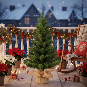 2个装2英尺桌面圣诞树，68头PVC绿树人造植物基迷你人造假日办公家具派对装饰桌面/桌子FBA发货