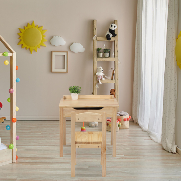 可收纳 长方形 桌面可收纳 原木色 学习桌椅 儿童桌椅 现代 适用于3岁以上 59*40.5*55cm P2密度板 1se-14