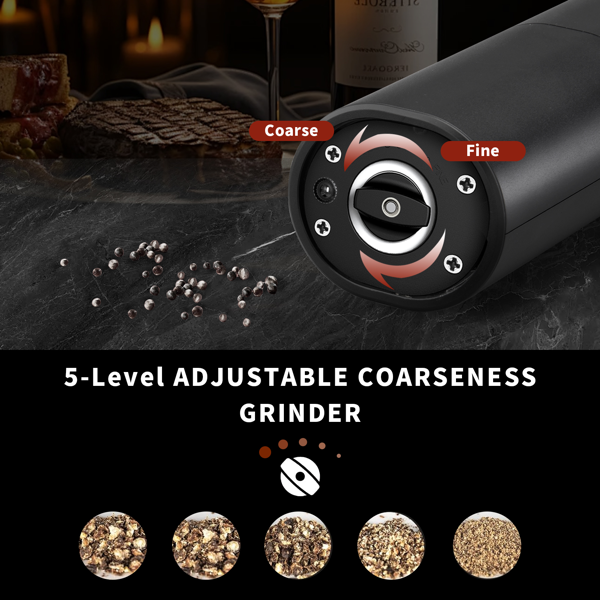 电动盐与胡椒磨器套装，可调节粗细，电池供电，厨房调味工具，适用于厨房，送礼-2