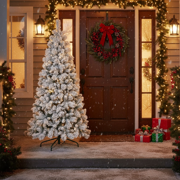 4英尺人造植物350个尖端植绒圣诞树雪PVC树枝稳定金属支架易于安装圣诞树节日装饰FBA发货-13