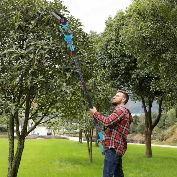 （物流随机发，自提可发加拿大）-2合1无线伸缩杆链锯及手持链锯，最大切割直径4.72英寸，配备无刷电机，5.3-7.4英尺可伸缩杆，适用于树枝/劈柴作业-9