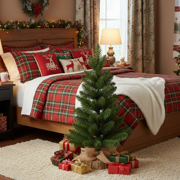 2个装2英尺桌面圣诞树，68头PVC绿树人造植物基迷你人造假日办公家具派对装饰桌面/桌子FBA发货-3