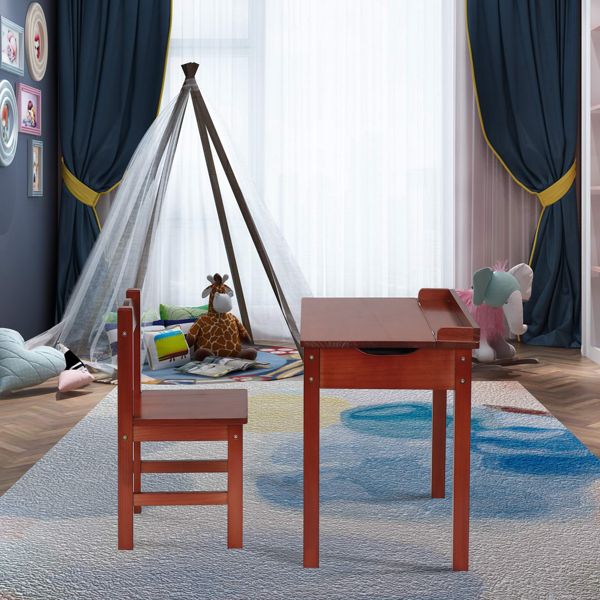 可收纳 长方形 桌面可收纳 深咖色 学习桌椅 儿童桌椅 现代 适用于3岁以上 59*40.5*55cm P2密度板 1se-14