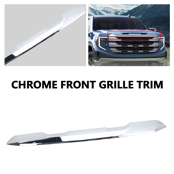 GMC Sierra 1500 2022-2024 2023前上顶部格栅模制装饰铬-9