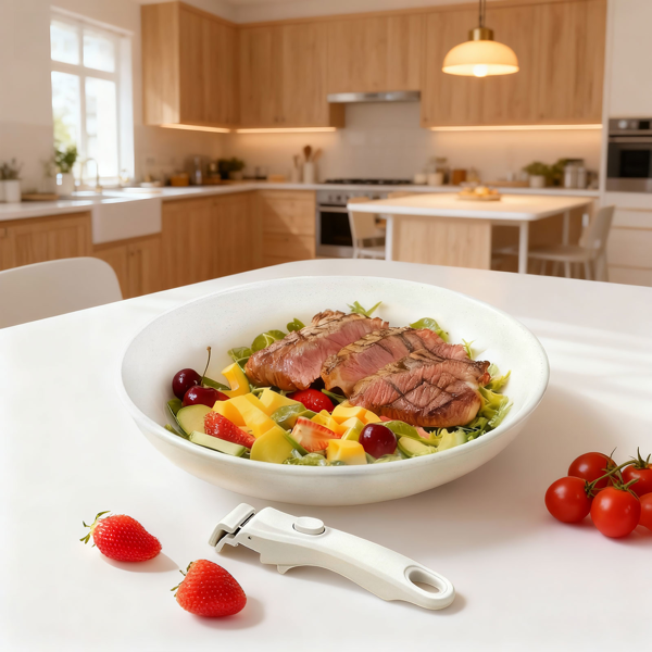 17件 五锅两盖 可拆卸手柄 烹饪锅具 米白色 铝锅套装-11