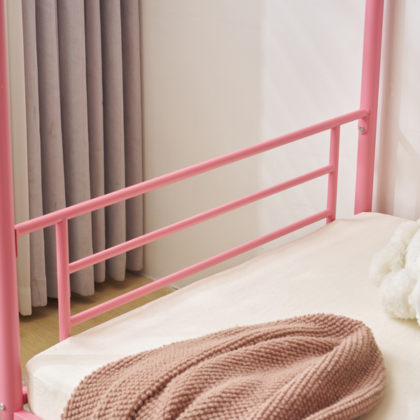 【同款编码：21202464】粉色 Twin 双层圆立柱横管护栏竖直梯 铁床 美国-14