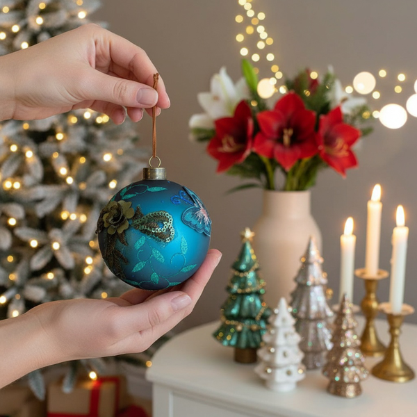 6件套3.9英寸圣诞球装饰品节日树装饰品玻璃吊球彩色装饰派对用品FBA发货-12