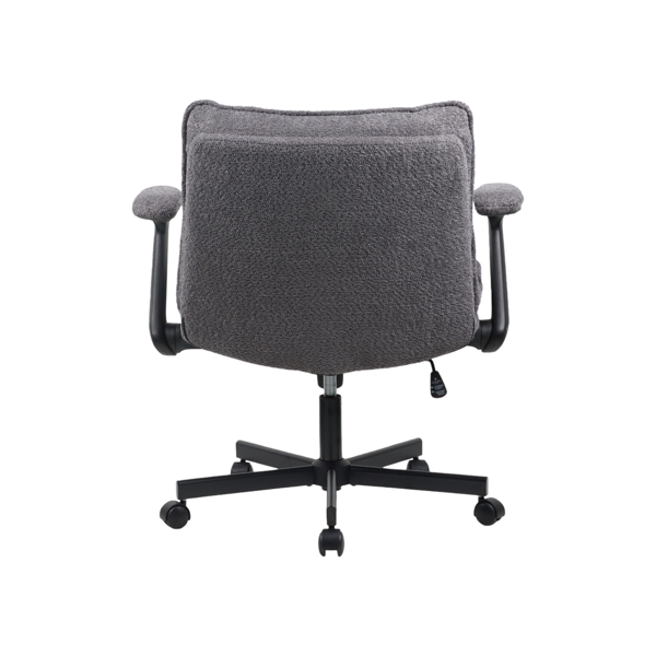 交叉腿友好办公椅，带十字框架、滚动脚轮和折叠臂，适合家庭办公室和梳妆区的软垫宽座办公椅，灰色-7