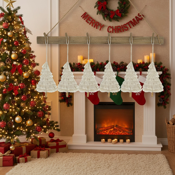 6件套圣诞树装饰品4.3x7.5英寸流苏树形悬挂装饰圣诞树装饰家居节日展示FBA发货-8