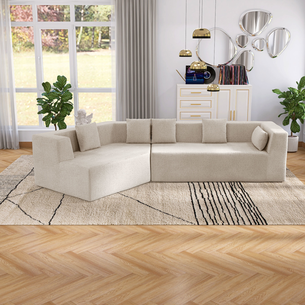 127.5'' Modern Minimalist Sofa With Deep Seat,No Assembly Needed-3