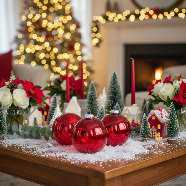 3件套6英寸红色玻璃圣诞装饰球节日树装饰品悬挂球用于派对装饰FBA发货-6