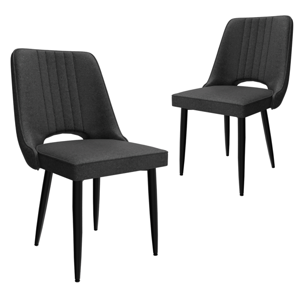 餐椅套装（2张），带靠背厨房椅，PU皮革材质，适用于客厅、休闲区及吧台的餐厅座椅-1