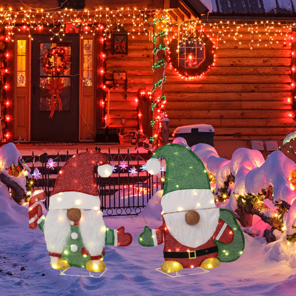 2pcs 24in 红绿色 2D地精拿拐杖糖  金葱布 80L暖白皮线灯 圣诞灯饰经典元素 4.5V 3.6W 英规-15