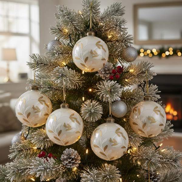 6件套3.9英寸圣诞玻璃球装饰品，用于节日树派对圣诞饰品的悬挂装饰FBA发货-7