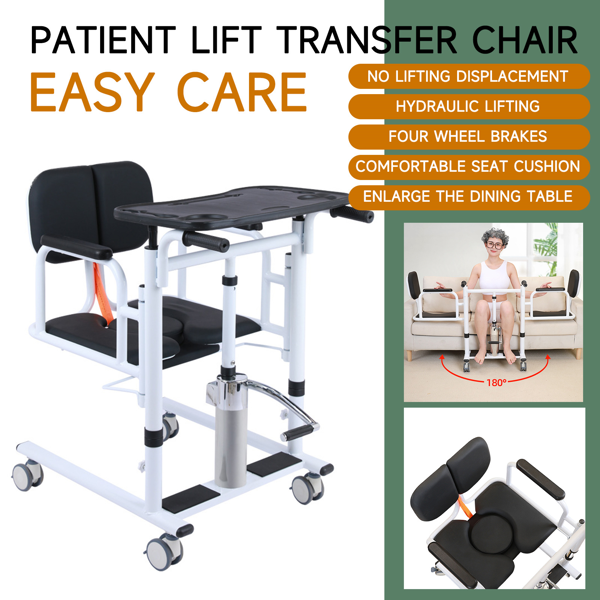带180°分体式座椅和便盆的患者升降转移椅、浴室轮椅-16
