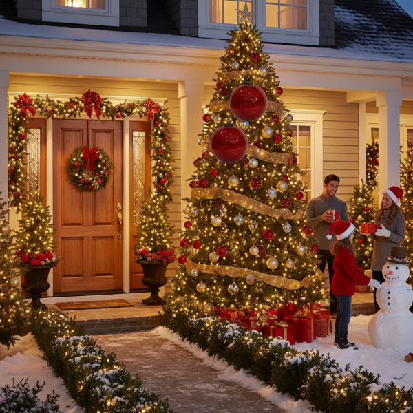3件套6英寸红色玻璃圣诞装饰球节日树装饰品悬挂球用于派对装饰FBA发货-2
