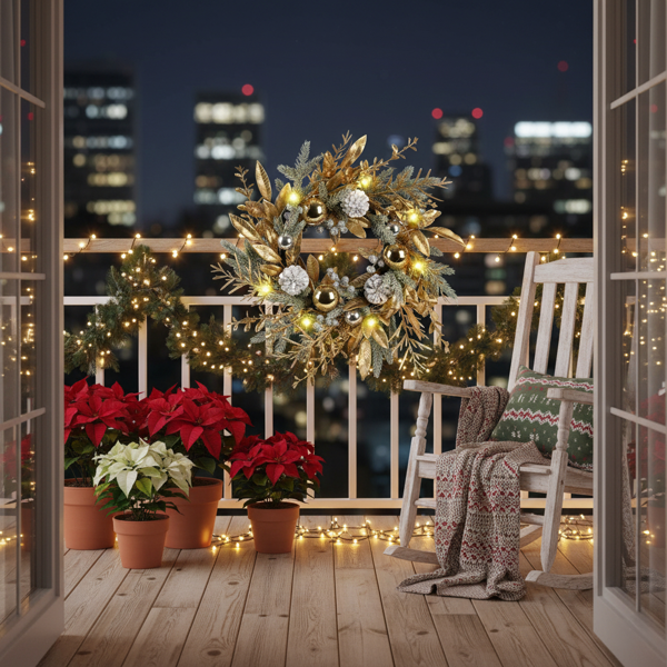 20英寸圣诞节花环门装饰带暖白色LED灯圣诞装饰FBA发货-3