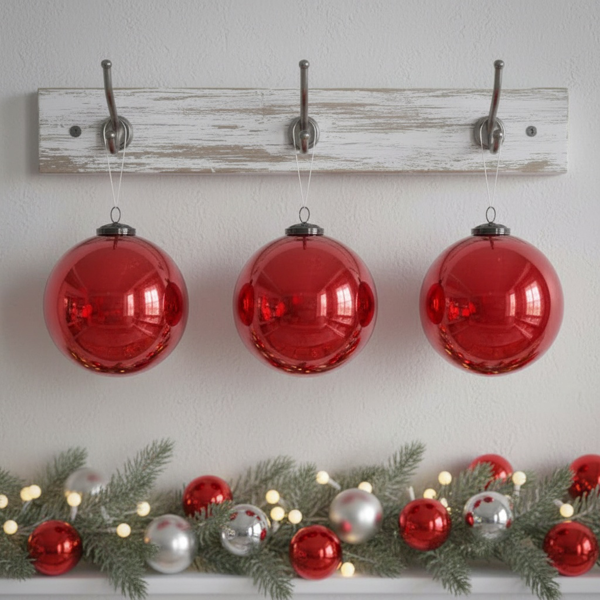 3件套6英寸红色玻璃圣诞装饰球节日树装饰品悬挂球用于派对装饰FBA发货-10