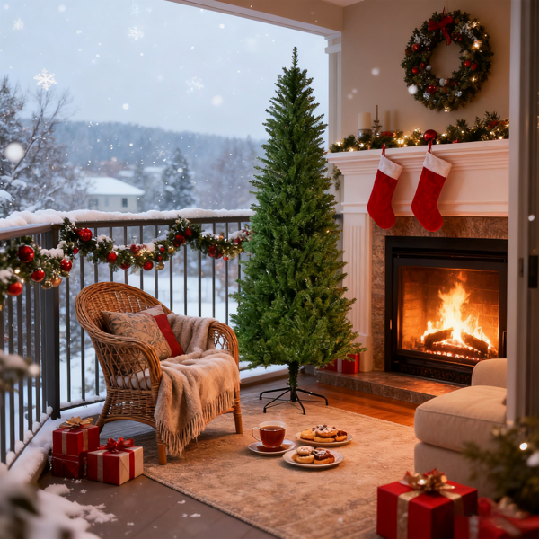 6ft人造圣诞树,754个树枝,72in 高,阻燃PVC，绿色-4