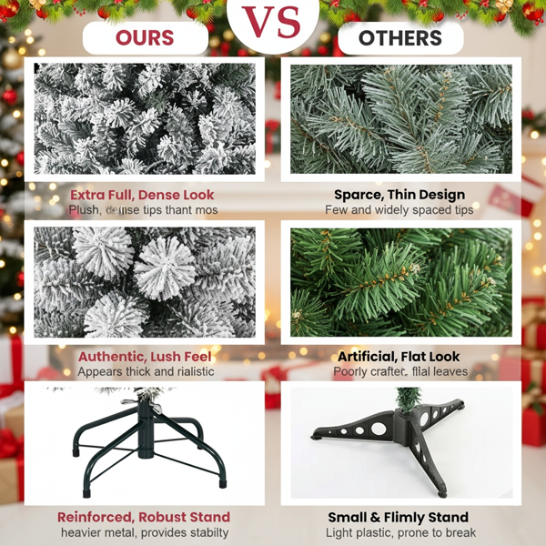 4英尺植绒圣诞树233尖头PVC人造植物坚固金属支架家居/办公室/公寓派对装饰FBA发货-6